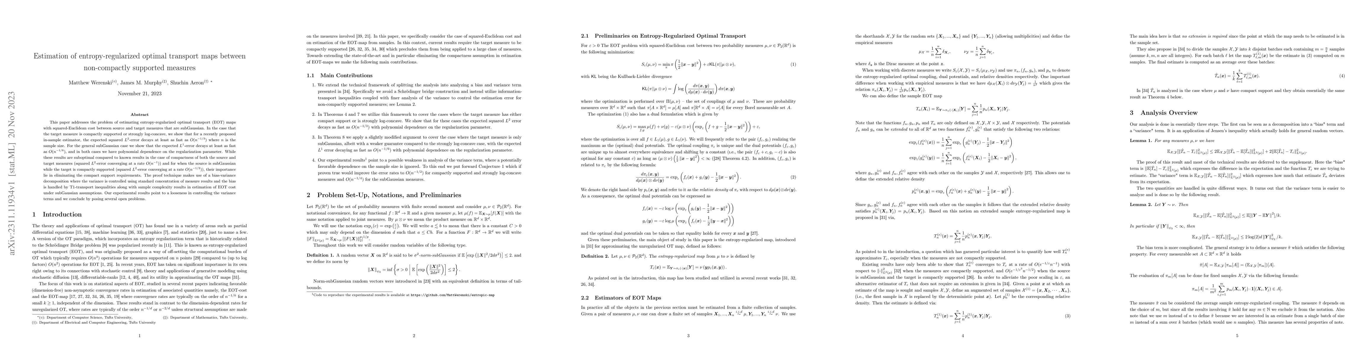 Thumbnail for Estimation of entropy-regularized optimal transport maps between
  non-compactly supported measures