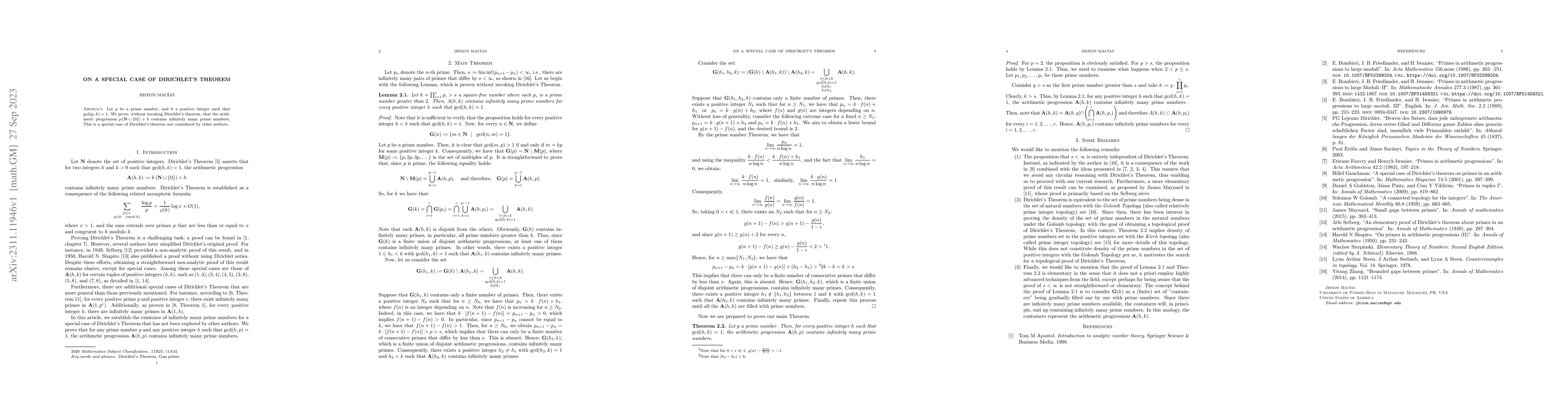 Thumbnail for On a Special Case of Dirichlet's Theorem