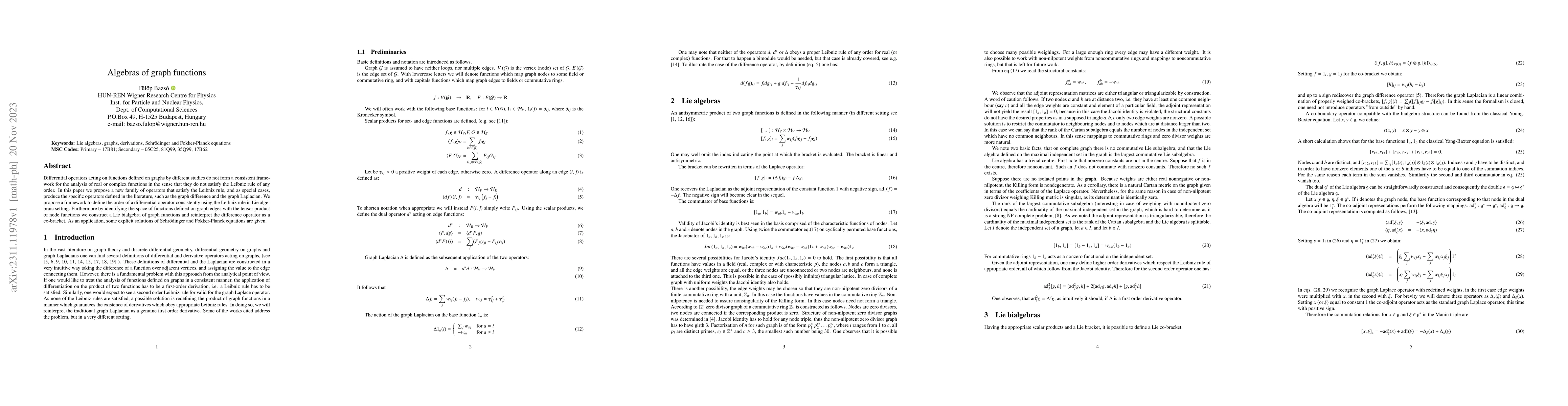 Thumbnail for Algebras of graph functions