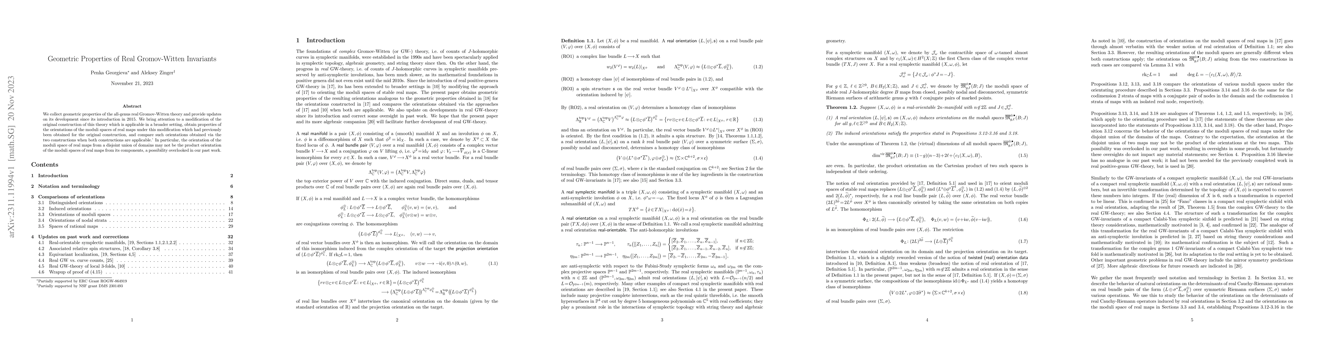 Thumbnail for Geometric Properties of Real Gromov-Witten Invariants