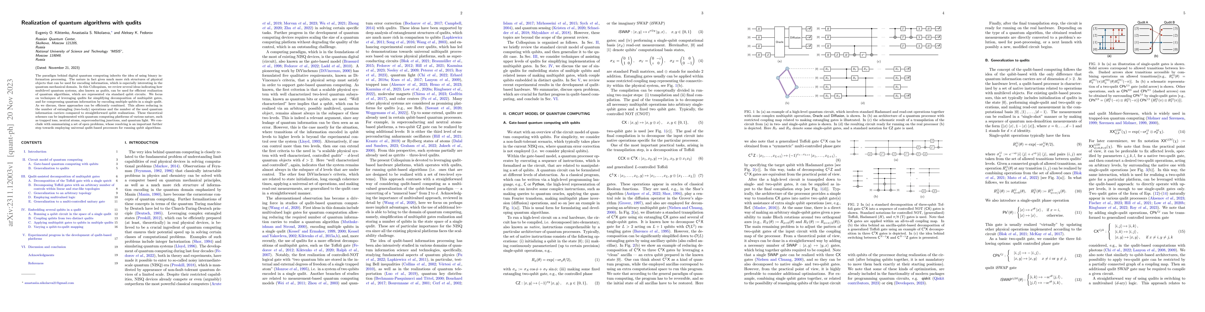 Thumbnail for Realization of quantum algorithms with qudits