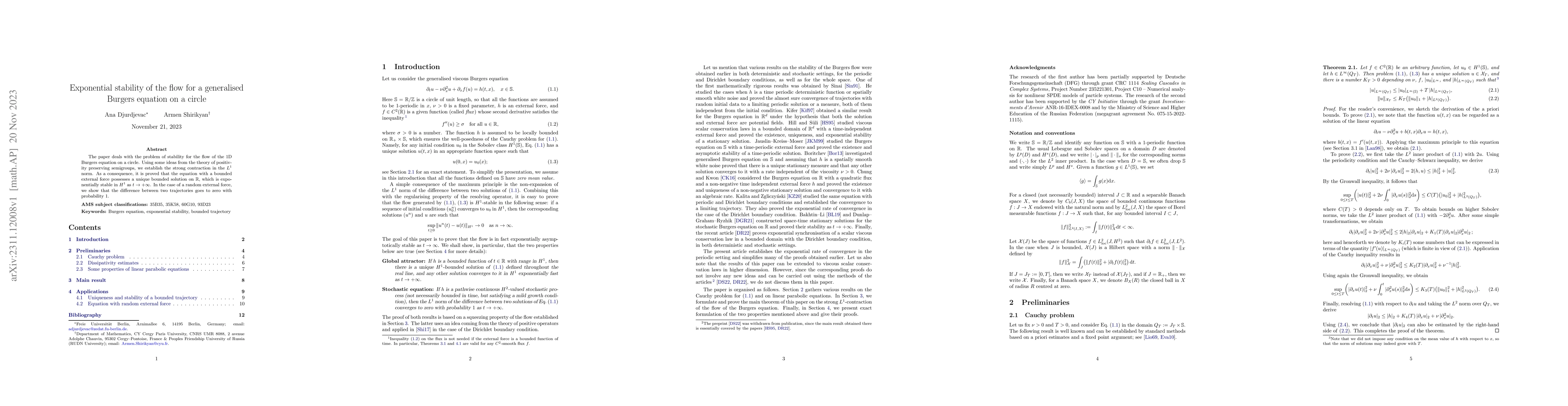 Thumbnail for Exponential stability of the flow for a generalised Burgers equation on
  a circle