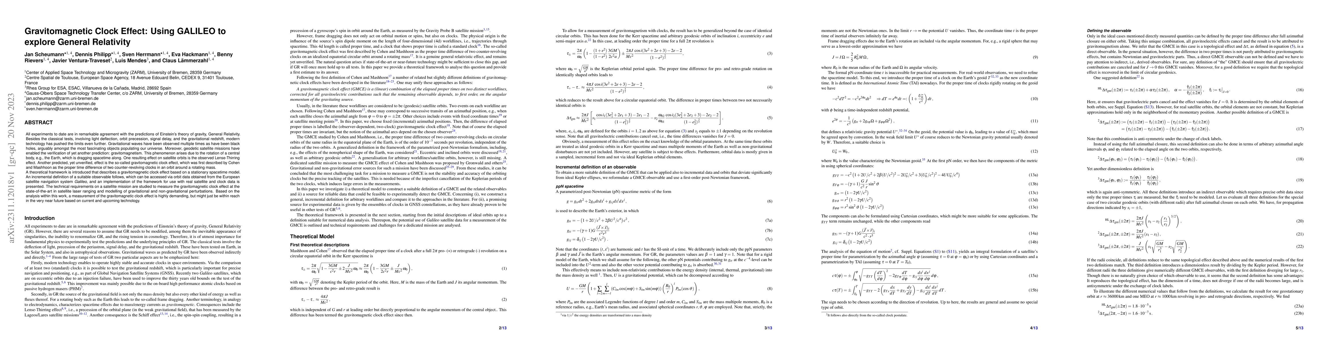 Thumbnail for Gravitomagnetic Clock Effect: Using GALILEO to explore General
  Relativity