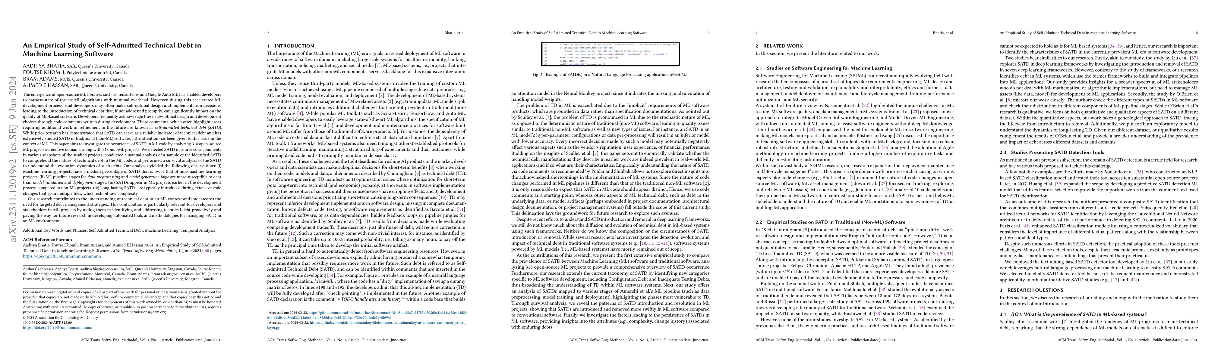 Thumbnail for An Empirical Study of Self-Admitted Technical Debt in Machine Learning
  Software