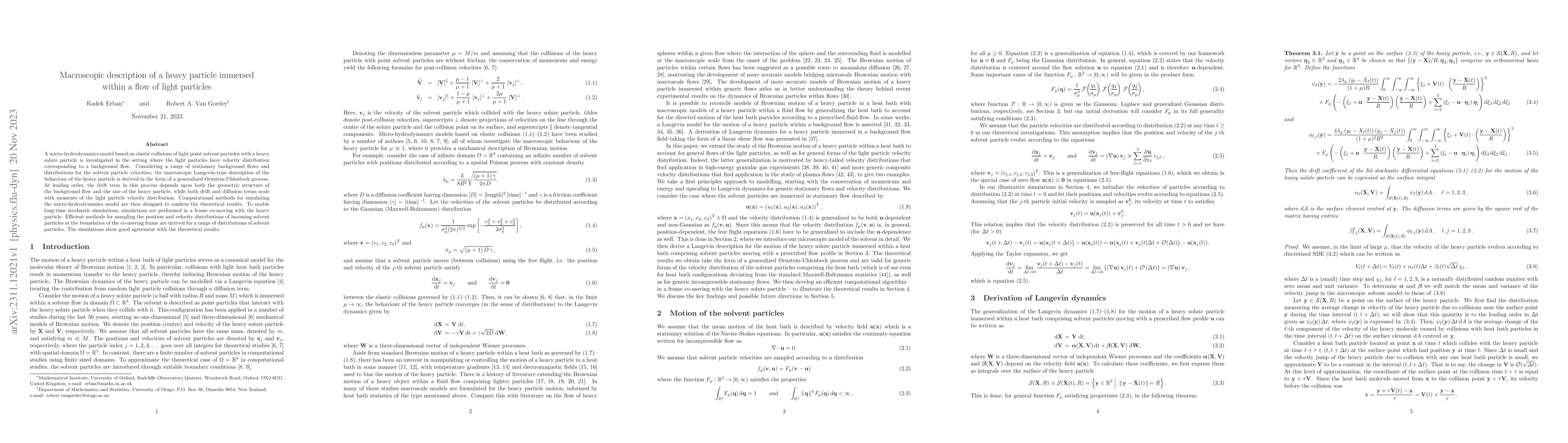 Thumbnail for Macroscopic description of a heavy particle immersed within a flow of
  light particles