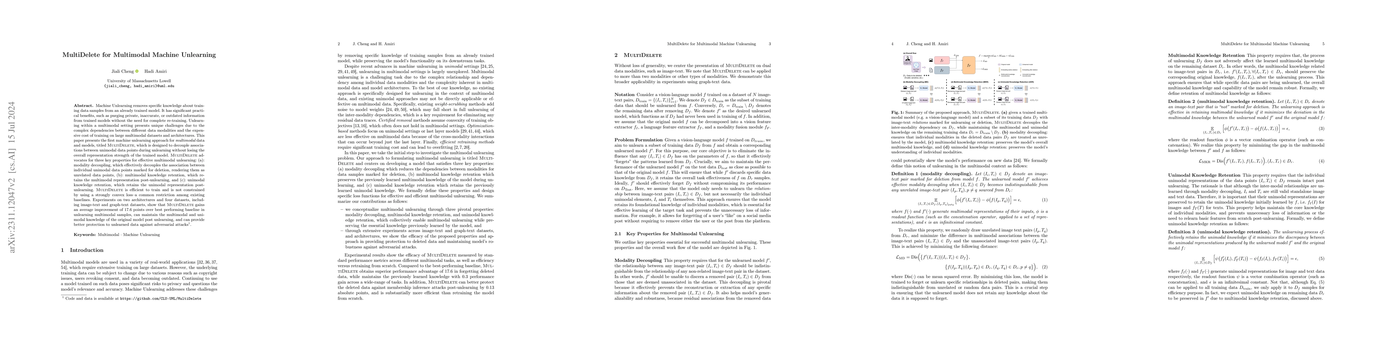 Thumbnail for MultiDelete for Multimodal Machine Unlearning