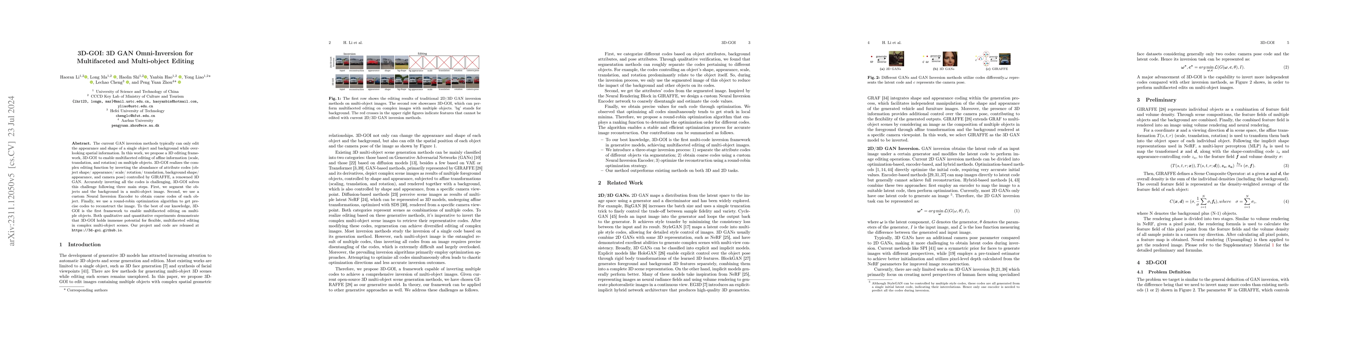 Thumbnail for 3D-GOI: 3D GAN Omni-Inversion for Multifaceted and Multi-object Editing