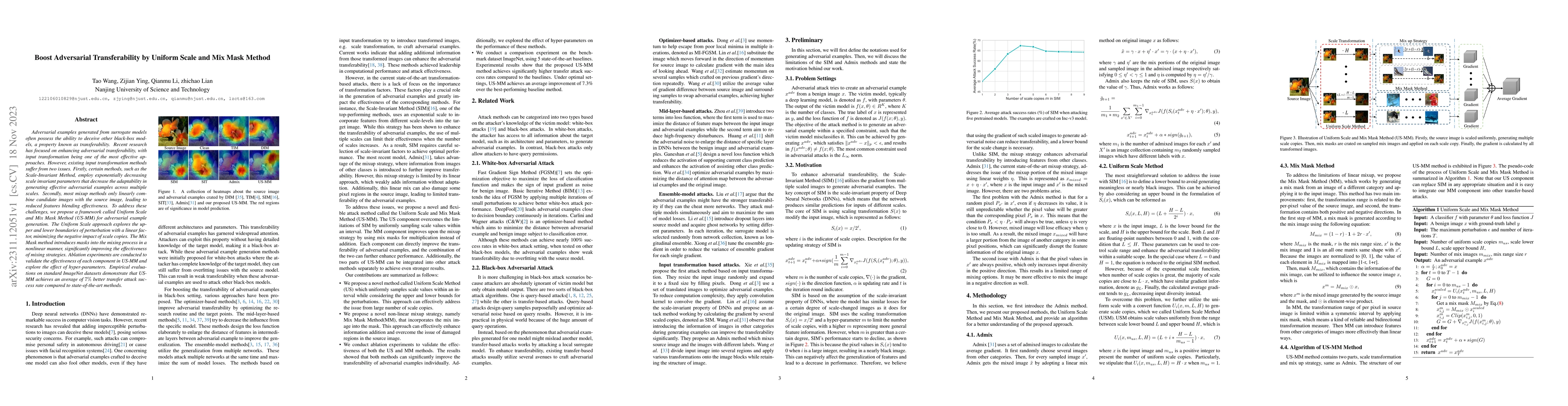 Thumbnail for Boost Adversarial Transferability by Uniform Scale and Mix Mask Method