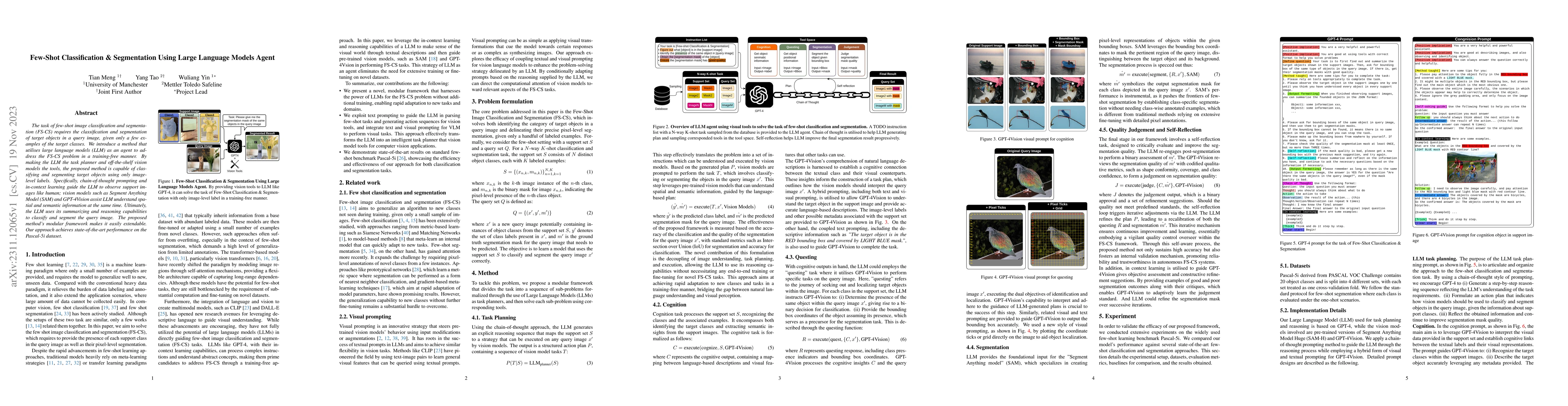Thumbnail for Few-Shot Classification & Segmentation Using Large Language Models Agent