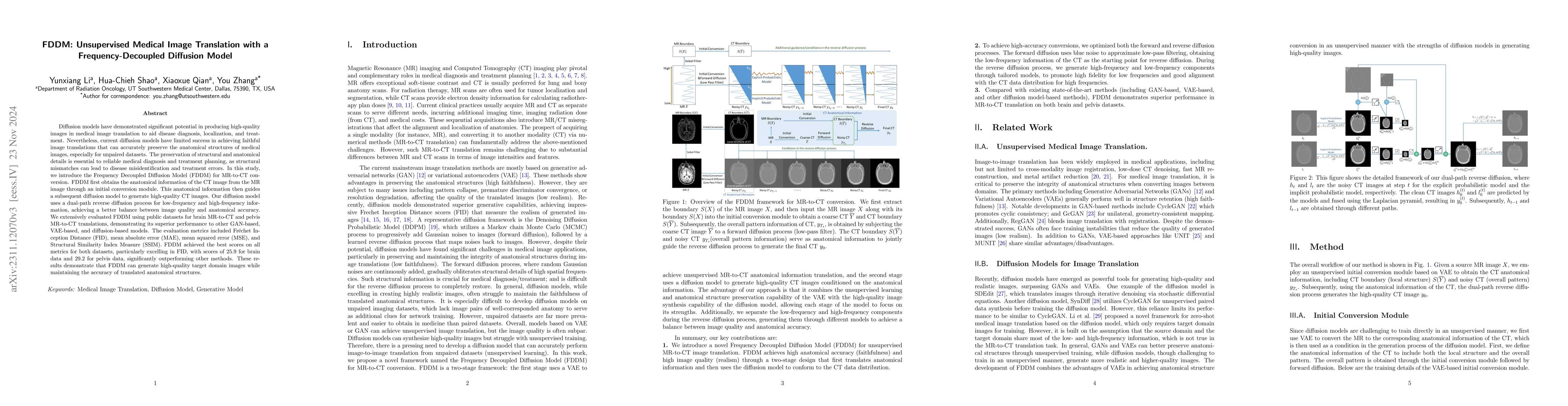 Thumbnail for FDDM: Unsupervised Medical Image Translation with a Frequency-Decoupled
  Diffusion Model