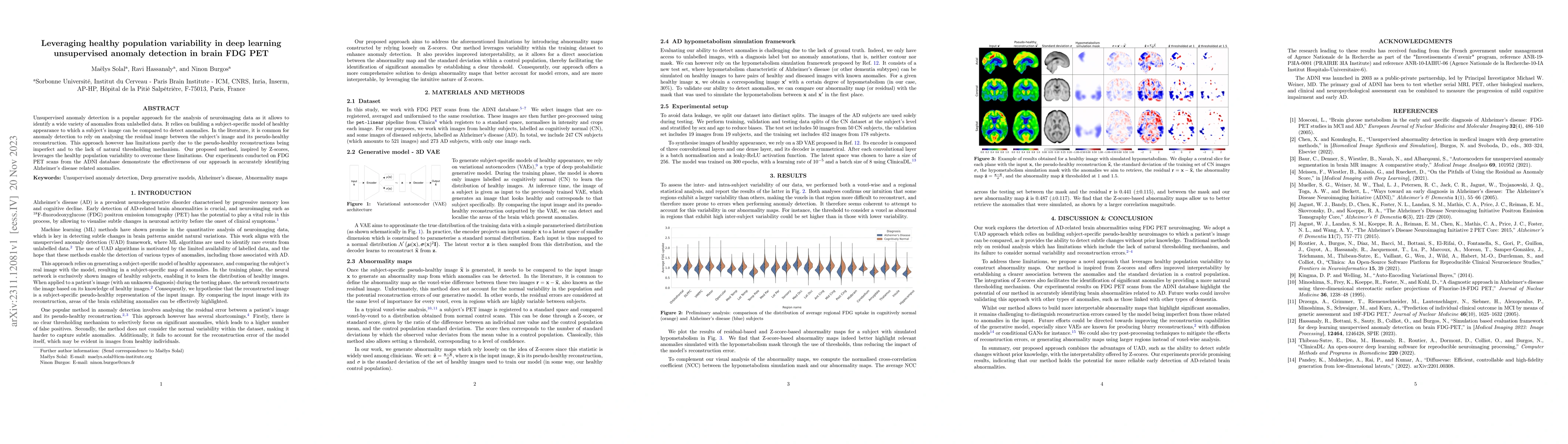 Thumbnail for Leveraging healthy population variability in deep learning unsupervised
  anomaly detection in brain FDG PET