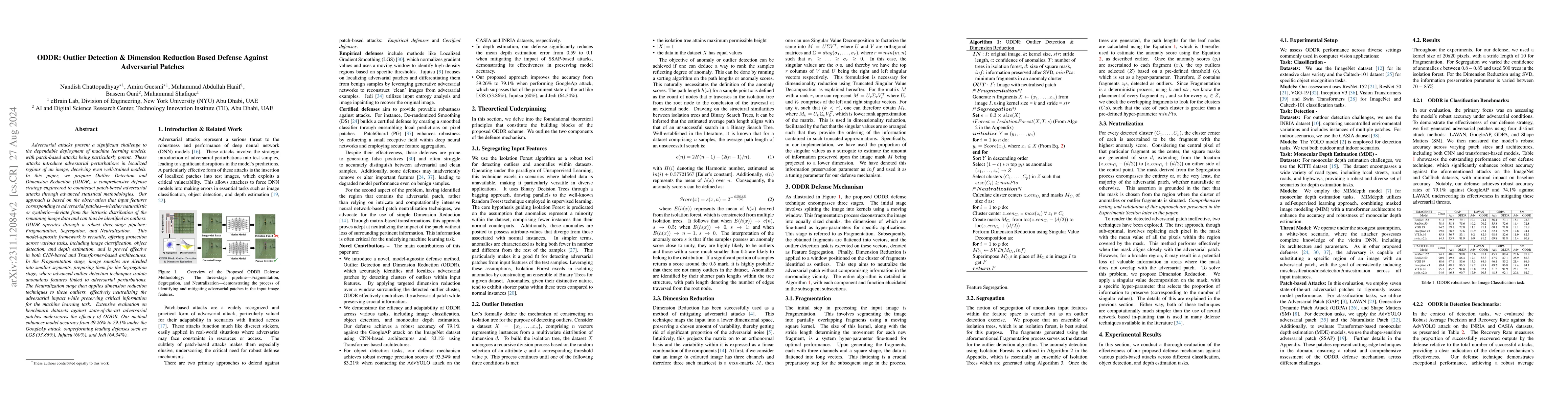 Thumbnail for ODDR: Outlier Detection & Dimension Reduction Based Defense Against
  Adversarial Patches