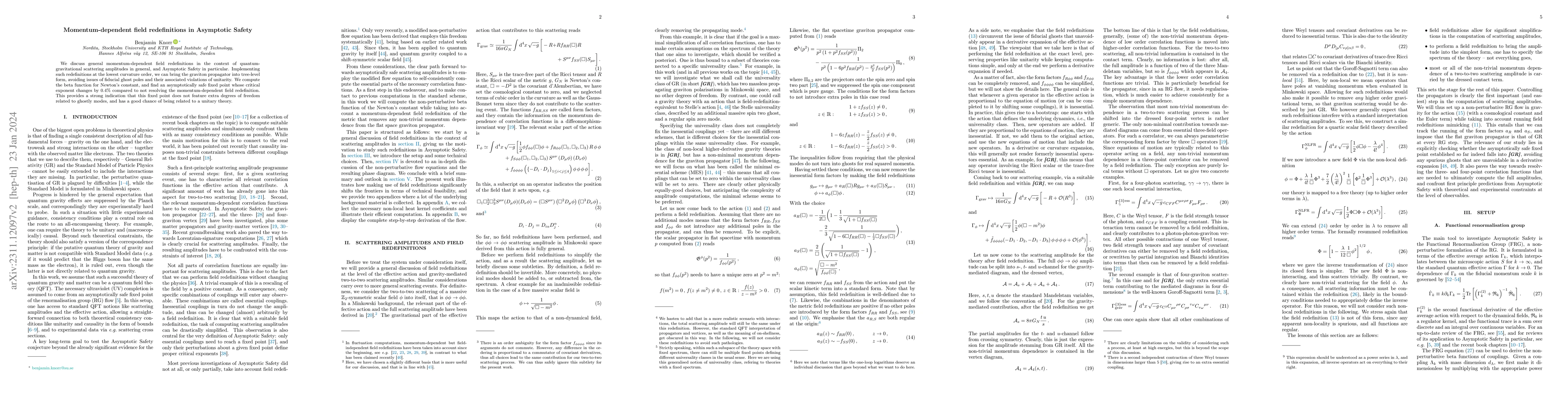 Thumbnail for Momentum-dependent field redefinitions in Asymptotic Safety