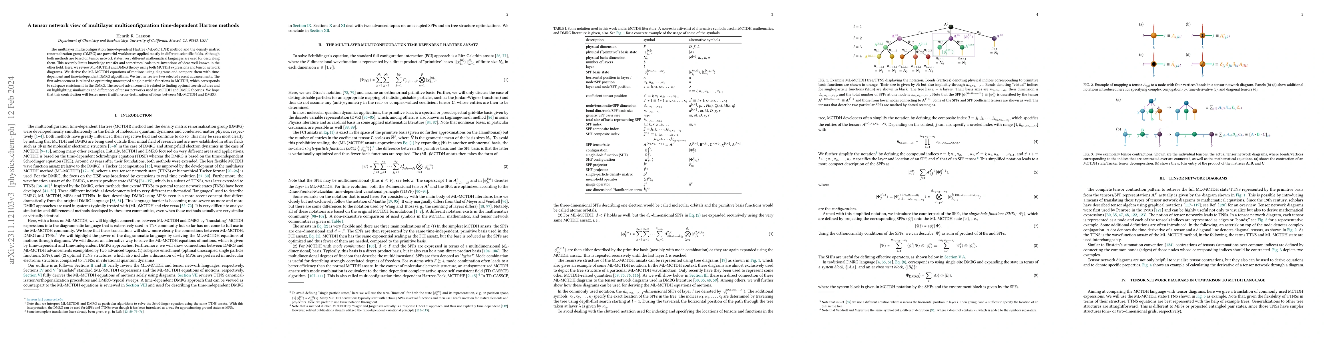 Thumbnail for A tensor network view of multilayer multiconfiguration time-dependent
  Hartree methods