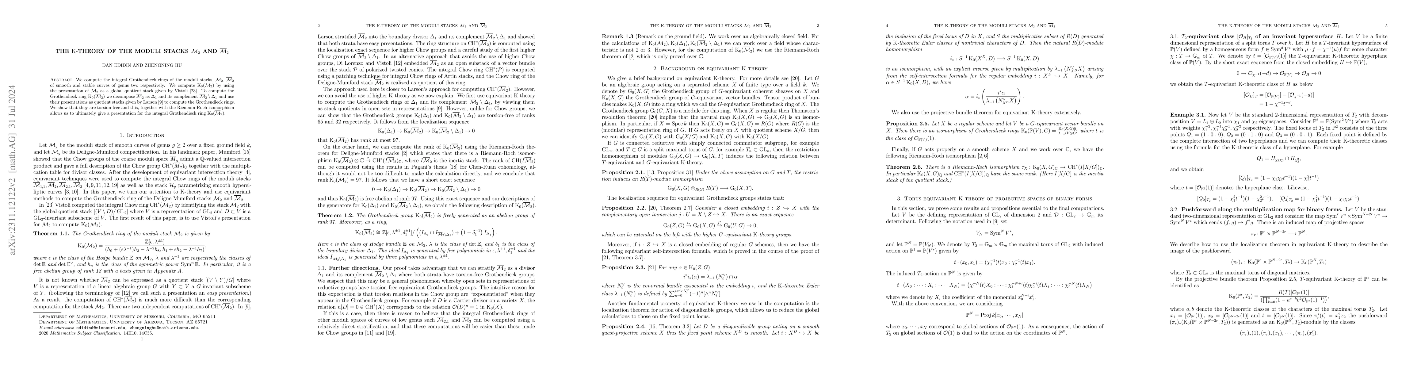 Thumbnail for The $K$-theory of the moduli stacks $\mathcal{M}_2$ and
  $\overline{\mathcal{M}}_2$