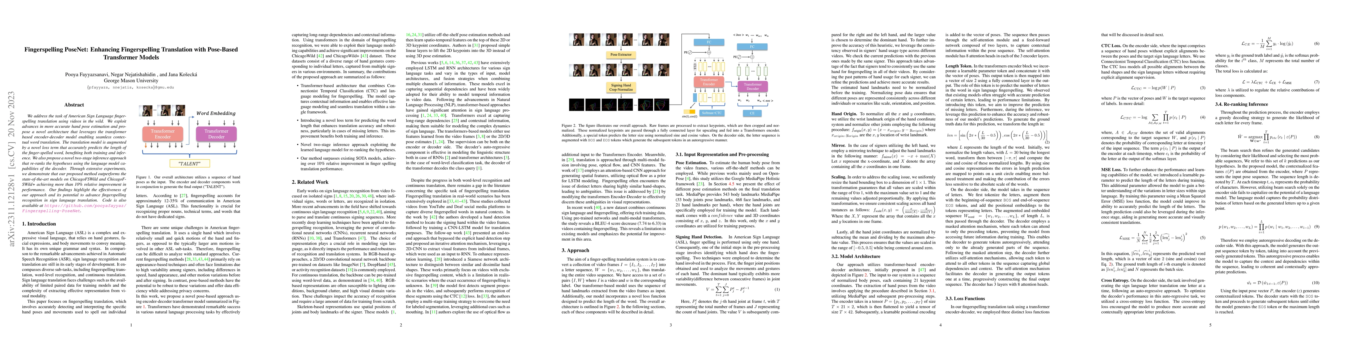Thumbnail for Fingerspelling PoseNet: Enhancing Fingerspelling Translation with
  Pose-Based Transformer Models