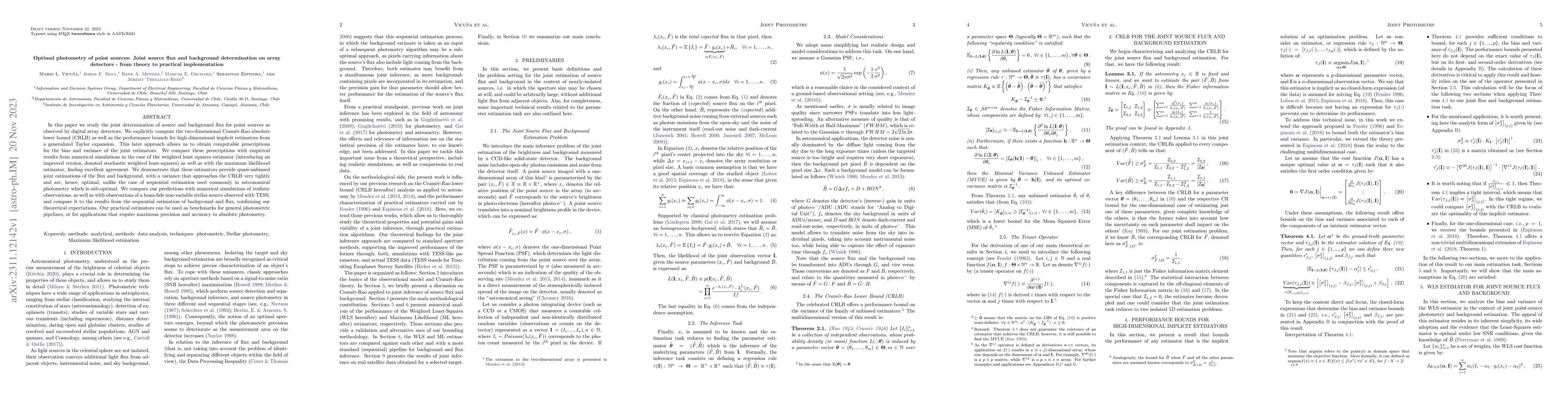 Thumbnail for Optimal photometry of point sources: Joint source flux and background
  determination on array detectors -- from theory to practical implementation
