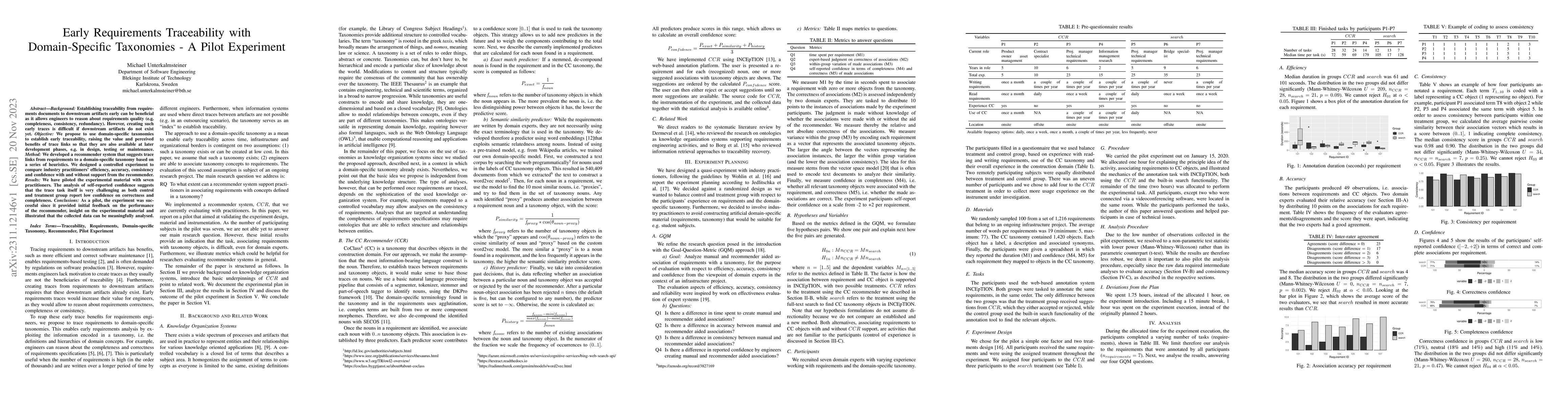 Thumbnail for Early Requirements Traceability with Domain-Specific Taxonomies -- A
  Pilot Experiment