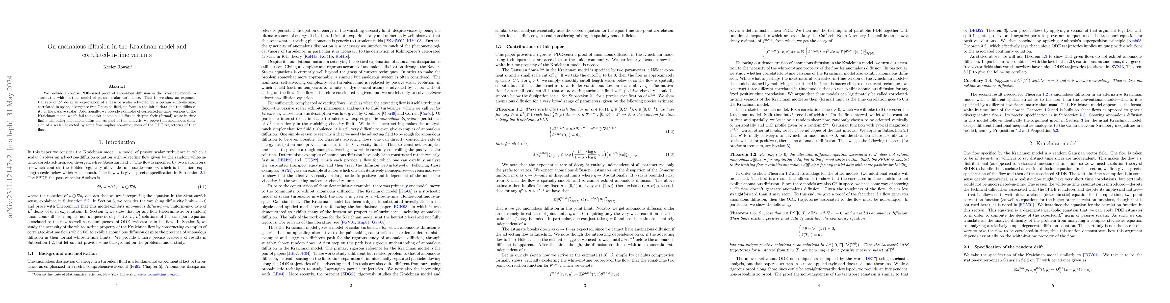 Thumbnail for On anomalous diffusion in the Kraichnan model and correlated-in-time
  variants