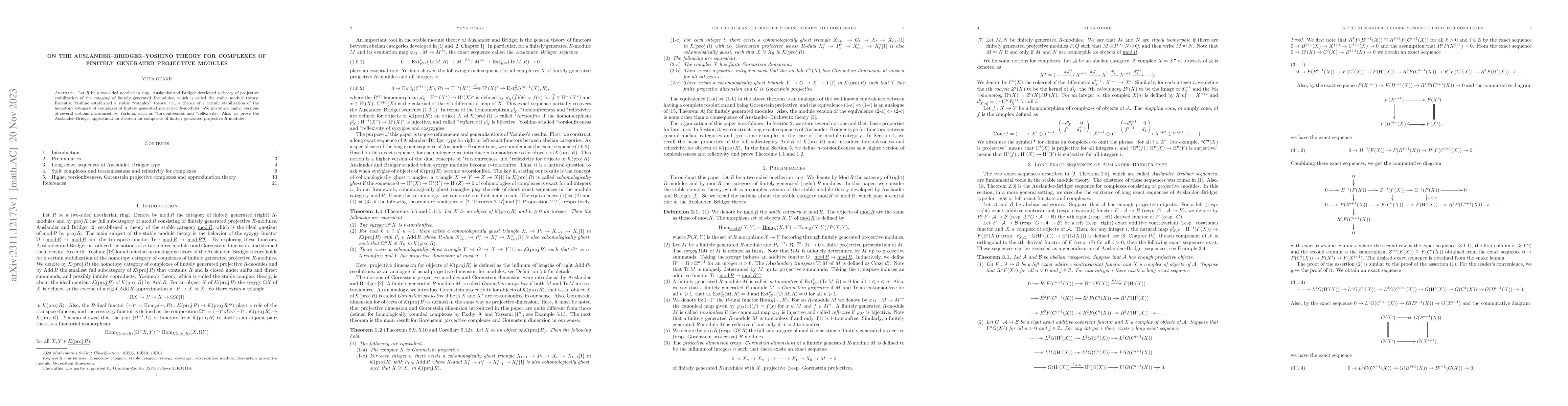 Thumbnail for On the Auslander-Bridger-Yoshino theory for complexes of finitely
  generated projective modules
