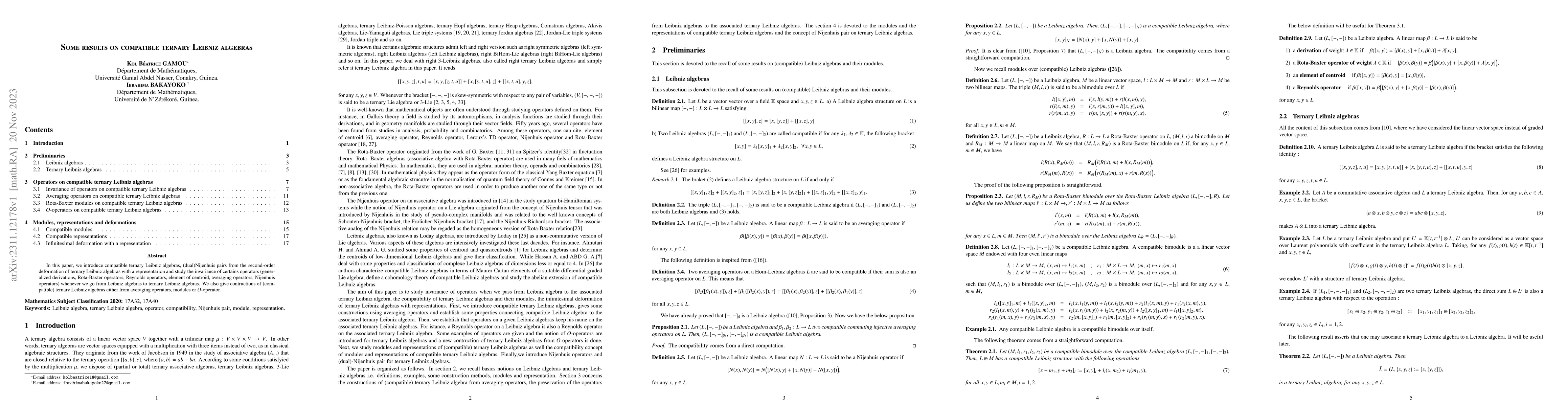 Thumbnail for Some results on compatible ternary Leibniz algebras