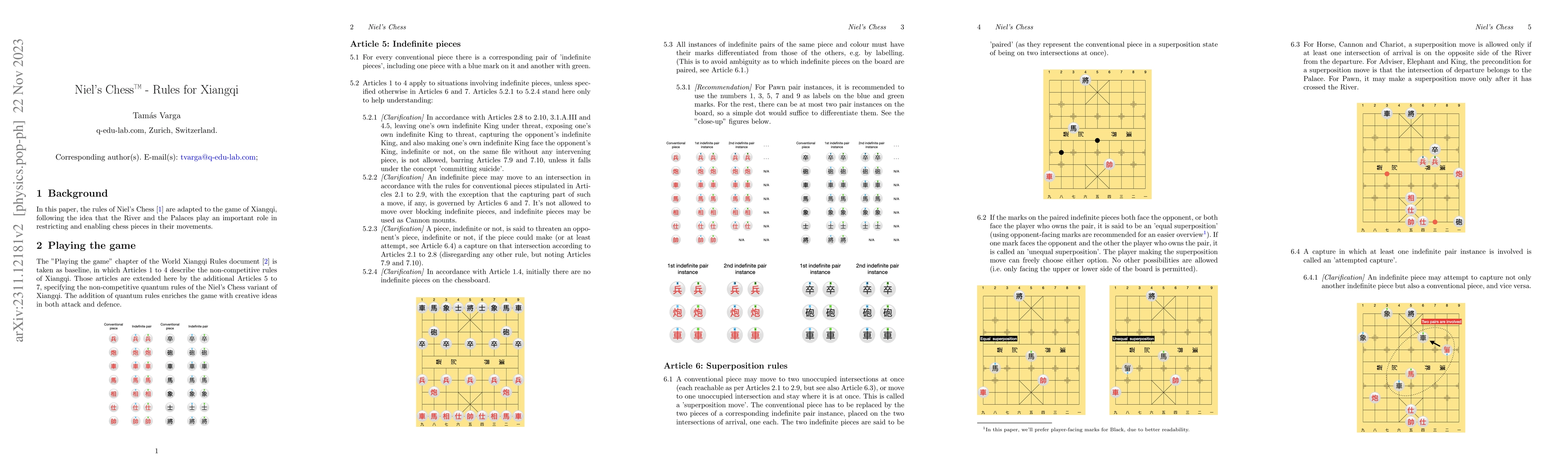 Thumbnail for Niel's Chess -- Rules for Xiangqi