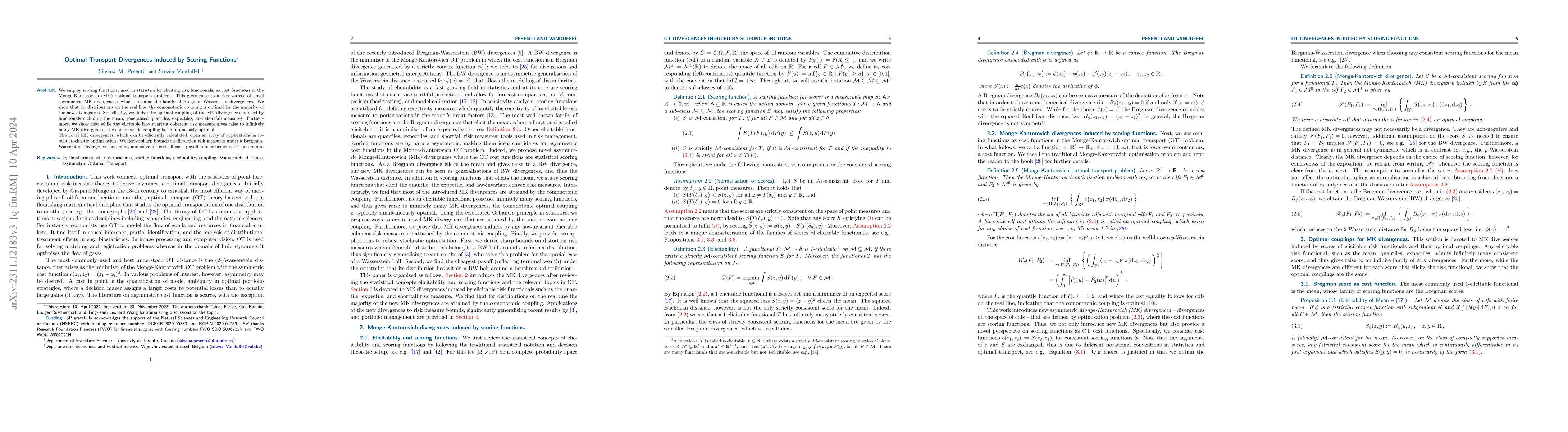 Thumbnail for Optimal Transport Divergences induced by Scoring Functions