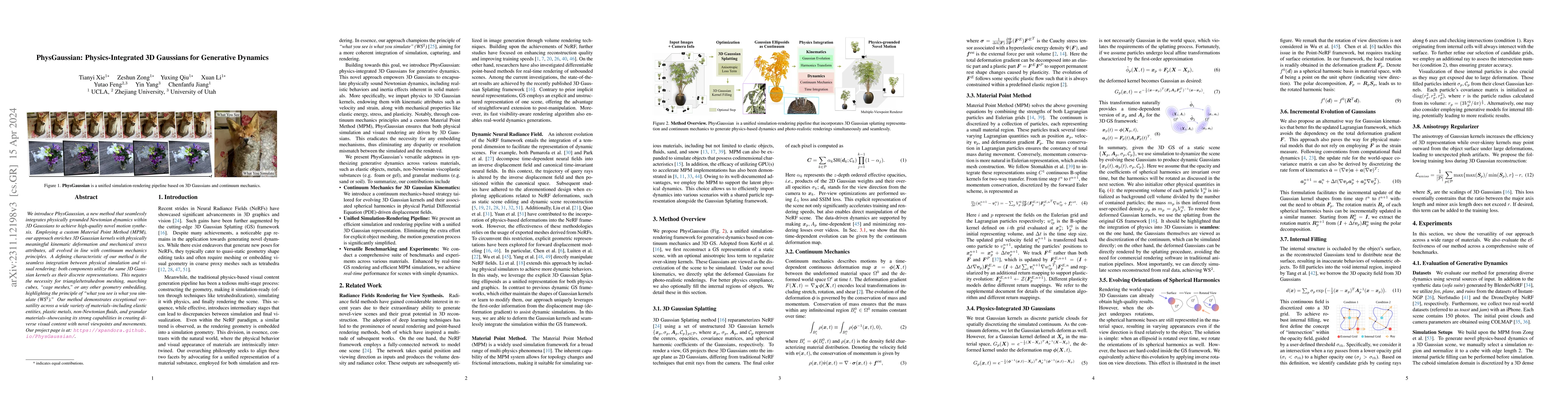 Thumbnail for PhysGaussian: Physics-Integrated 3D Gaussians for Generative Dynamics