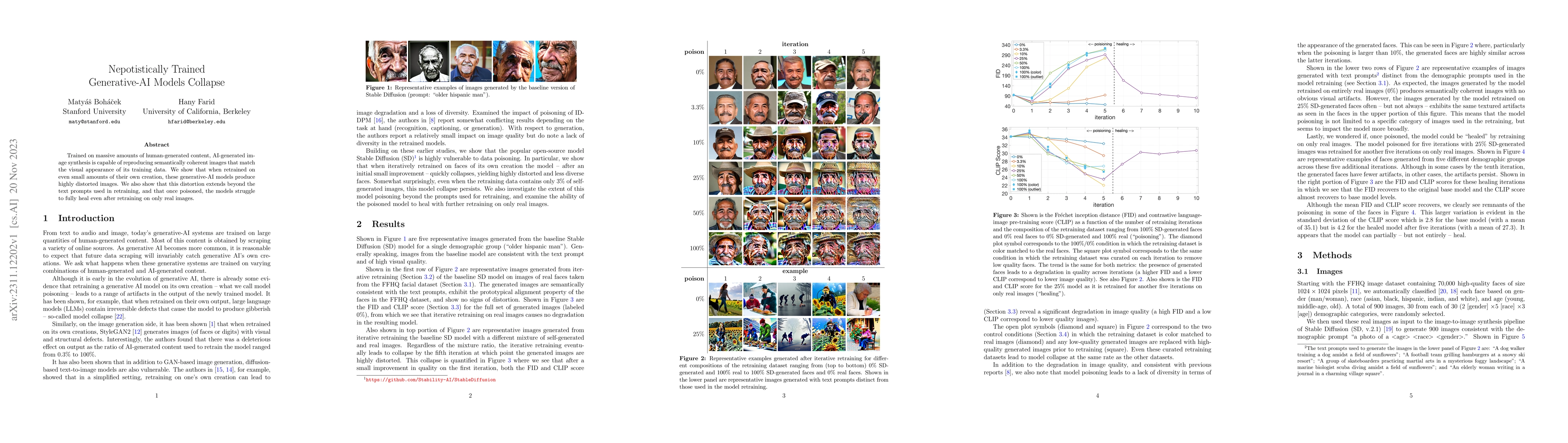 Thumbnail for Nepotistically Trained Generative-AI Models Collapse