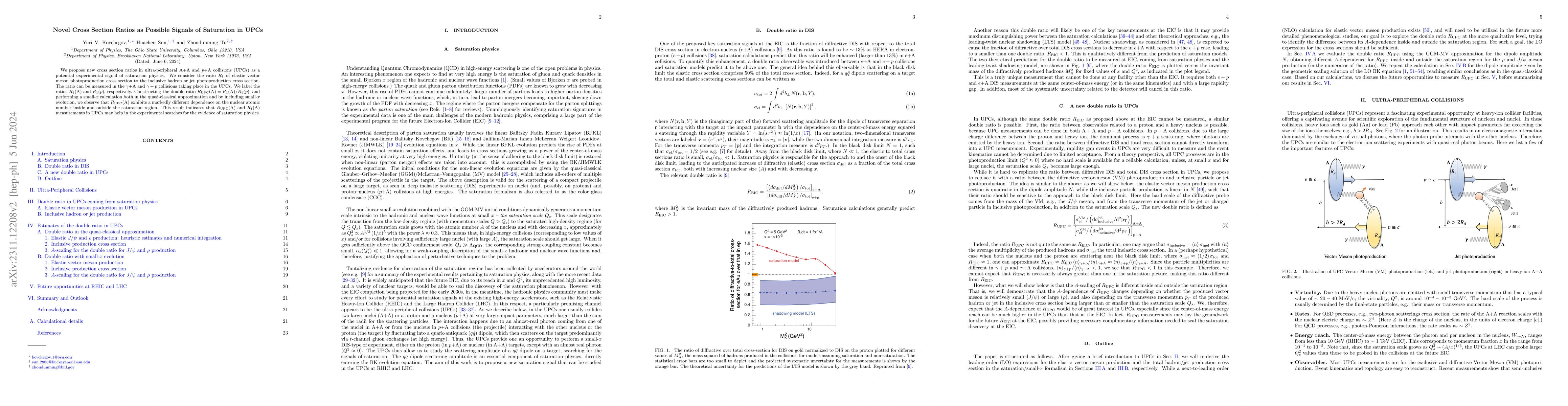 Thumbnail for Novel Cross Section Ratios as Possible Signals of Saturation in UPCs