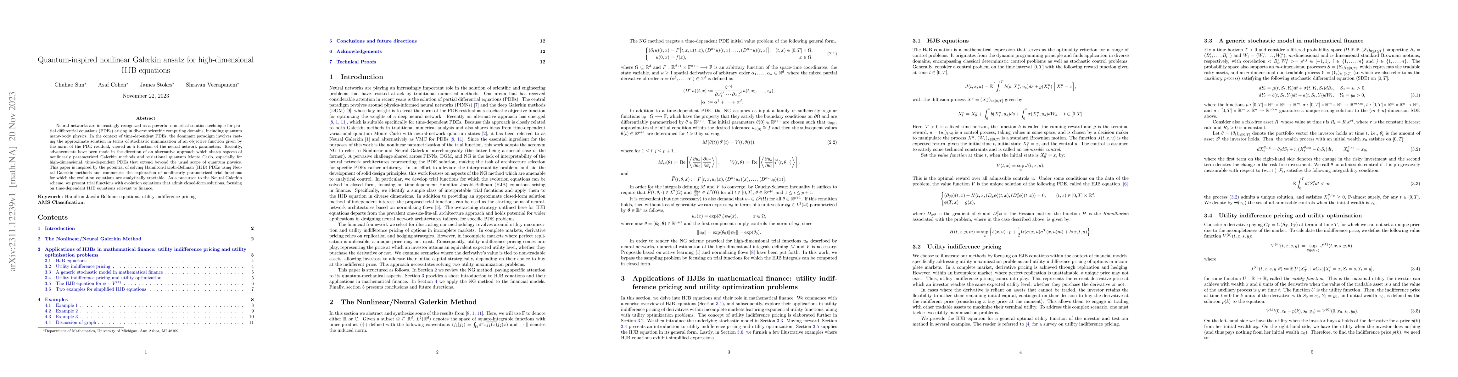 Thumbnail for Quantum-inspired nonlinear Galerkin ansatz for high-dimensional HJB
  equations