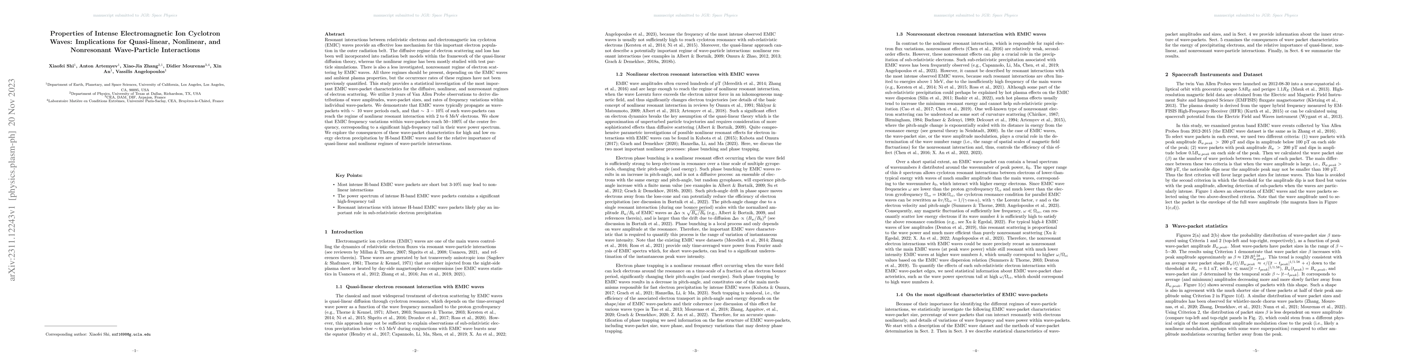 Thumbnail for Properties of Intense Electromagnetic Ion Cyclotron Waves: Implications
  for Quasi-linear, Nonlinear, and Nonresonant Wave-Particle Interactions