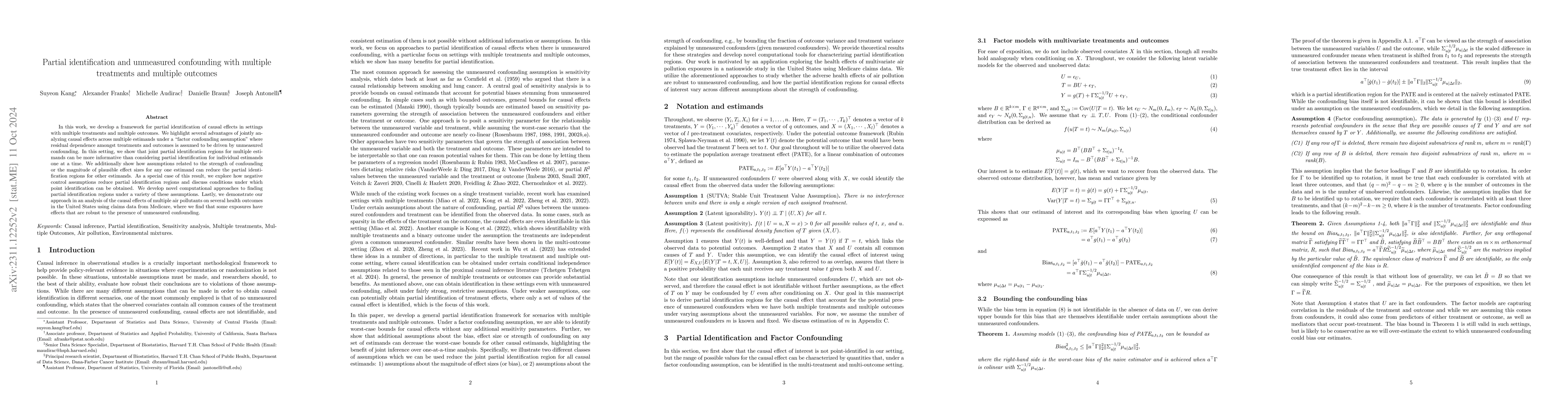 Thumbnail for Sensitivity analysis with multiple treatments and multiple outcomes with
  applications to air pollution mixtures