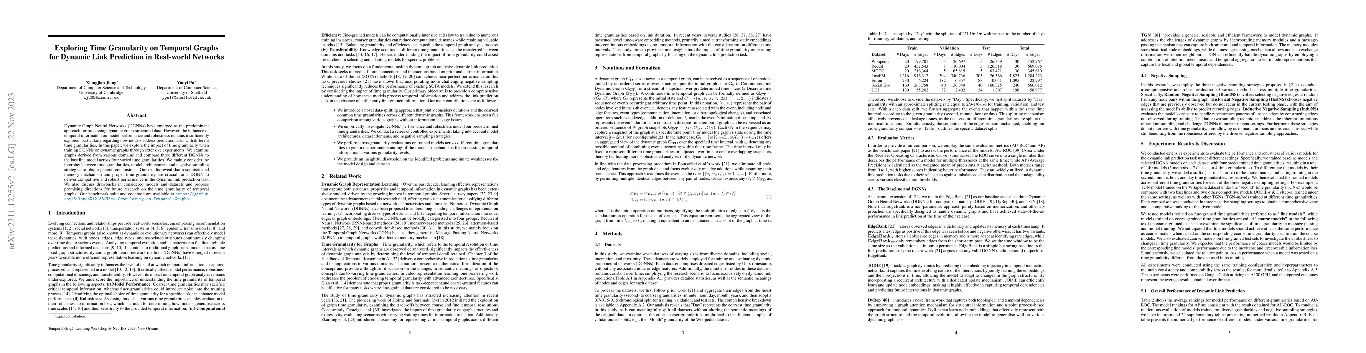 Thumbnail for Exploring Time Granularity on Temporal Graphs for Dynamic Link
  Prediction in Real-world Networks