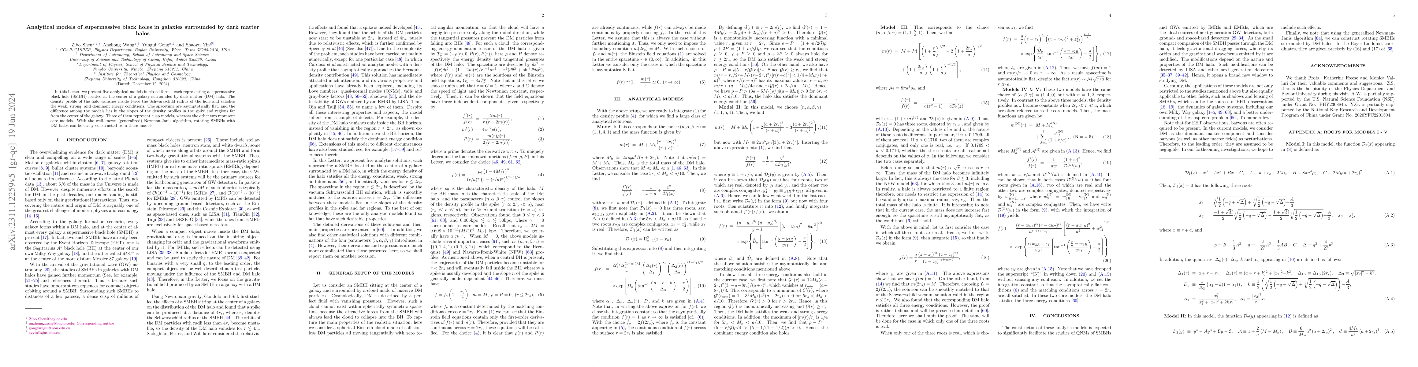 Thumbnail for Analytical models of supermassive black holes in galaxies surrounded by
  dark matter halos