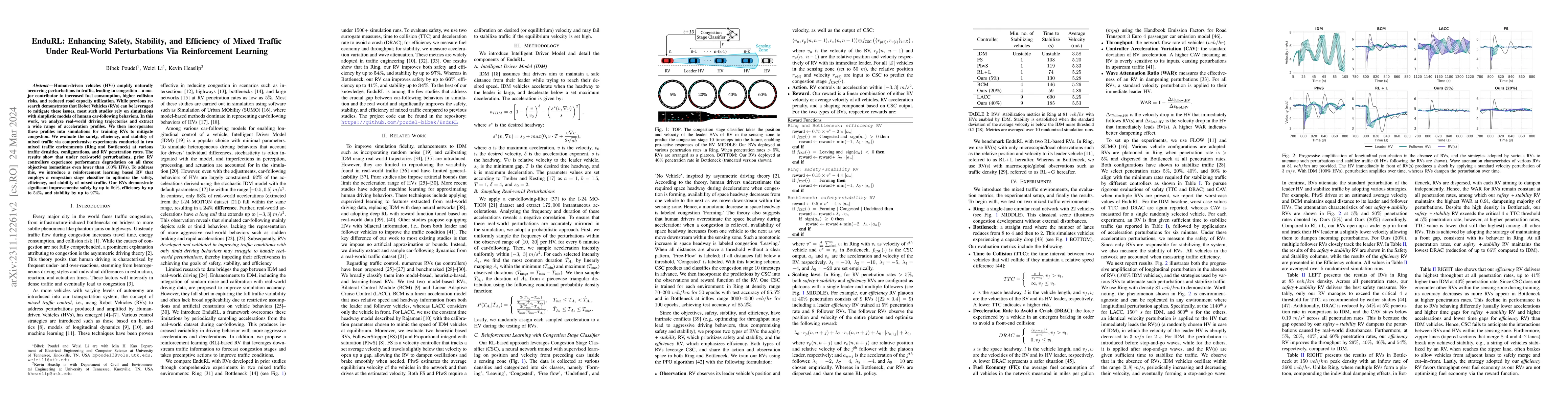 Thumbnail for EnduRL: Enhancing Safety, Stability, and Efficiency of Mixed Traffic
  Under Real-World Perturbations Via Reinforcement Learning