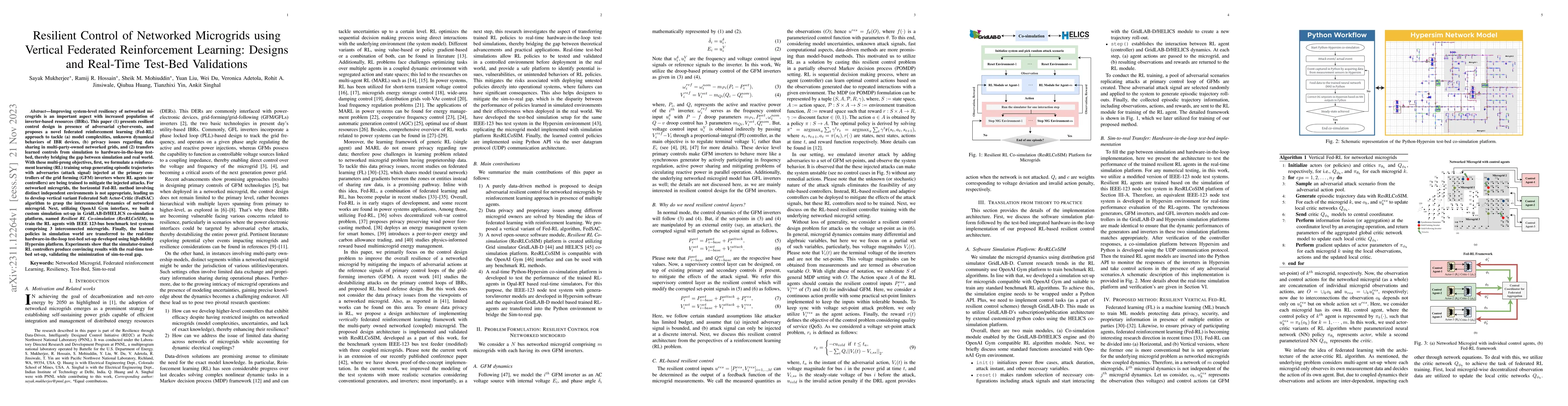 Thumbnail for Resilient Control of Networked Microgrids using Vertical Federated
  Reinforcement Learning: Designs and Real-Time Test-Bed Validations