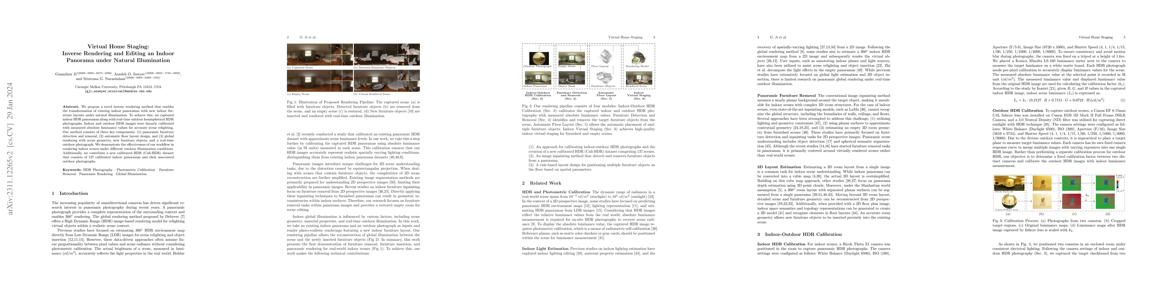 Thumbnail for Virtual Home Staging: Inverse Rendering and Editing an Indoor Panorama
  under Natural Illumination