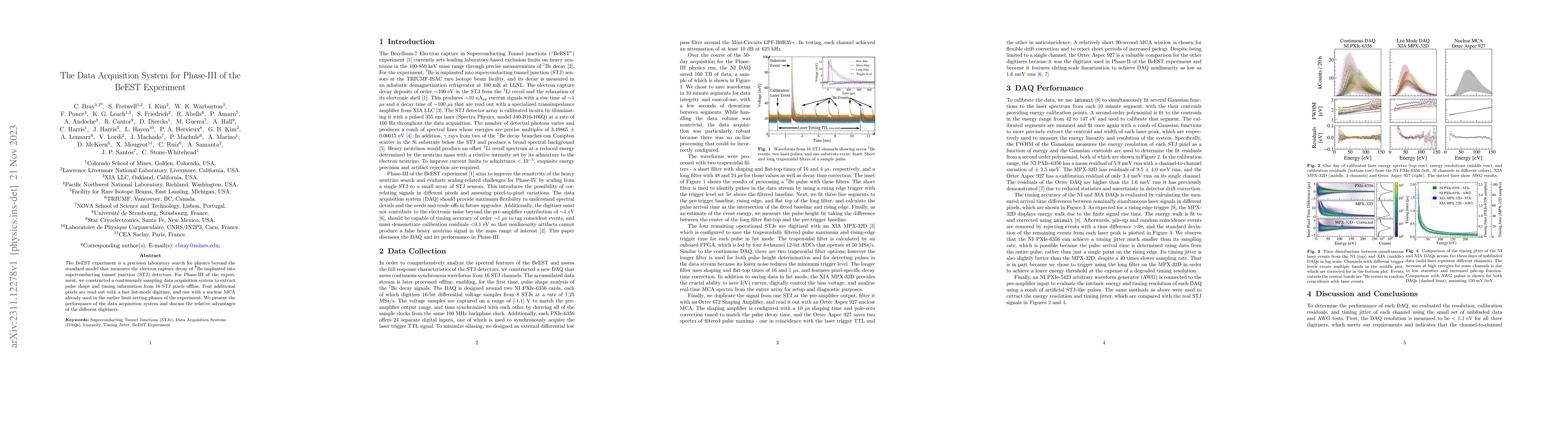 Thumbnail for The Data Acquisition System for Phase-III of the BeEST Experiment