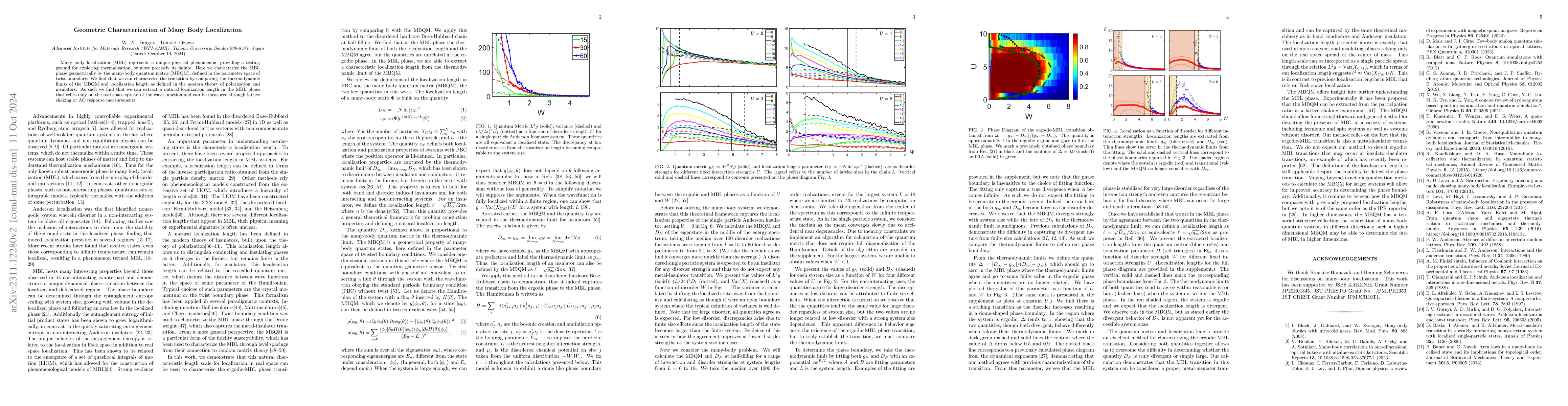Thumbnail for Geometric Characterization of Many Body Localization