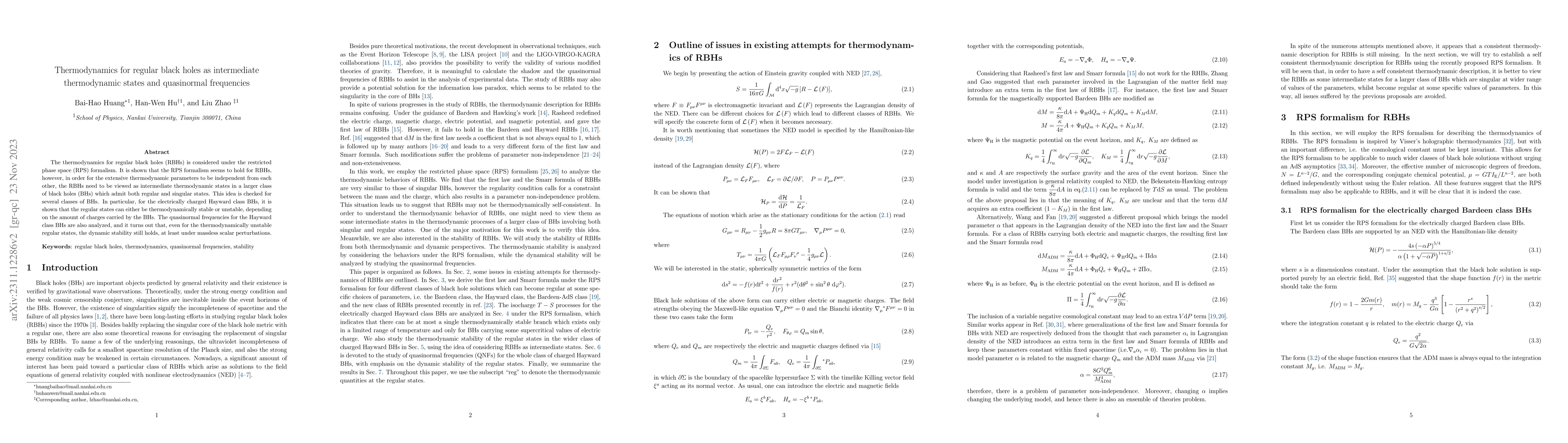 Thumbnail for Thermodynamics for regular black holes as intermediate thermodynamic
  states and quasinormal frequencies