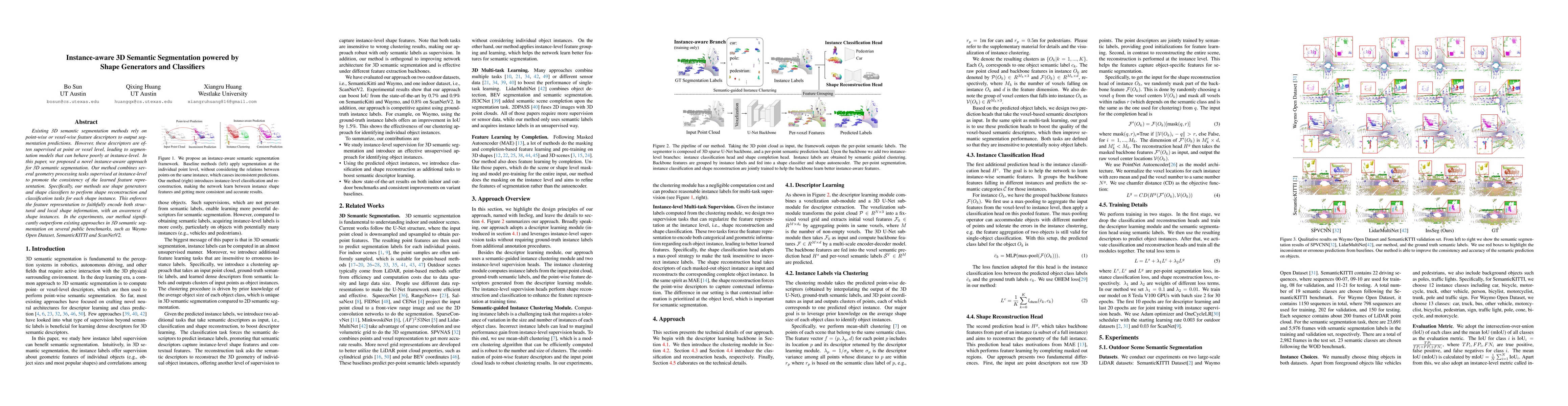Thumbnail for Instance-aware 3D Semantic Segmentation powered by Shape Generators and
  Classifiers