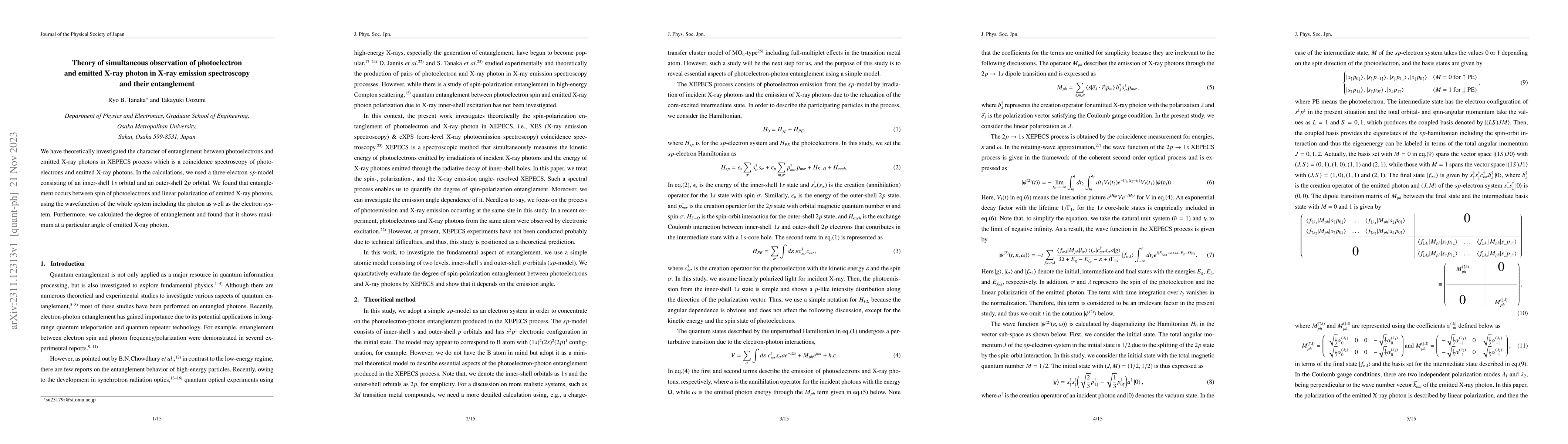 Thumbnail for Theory of simultaneous observation of photoelectron and emitted X-ray
  photon in X-ray emission spectroscopy and their entanglement