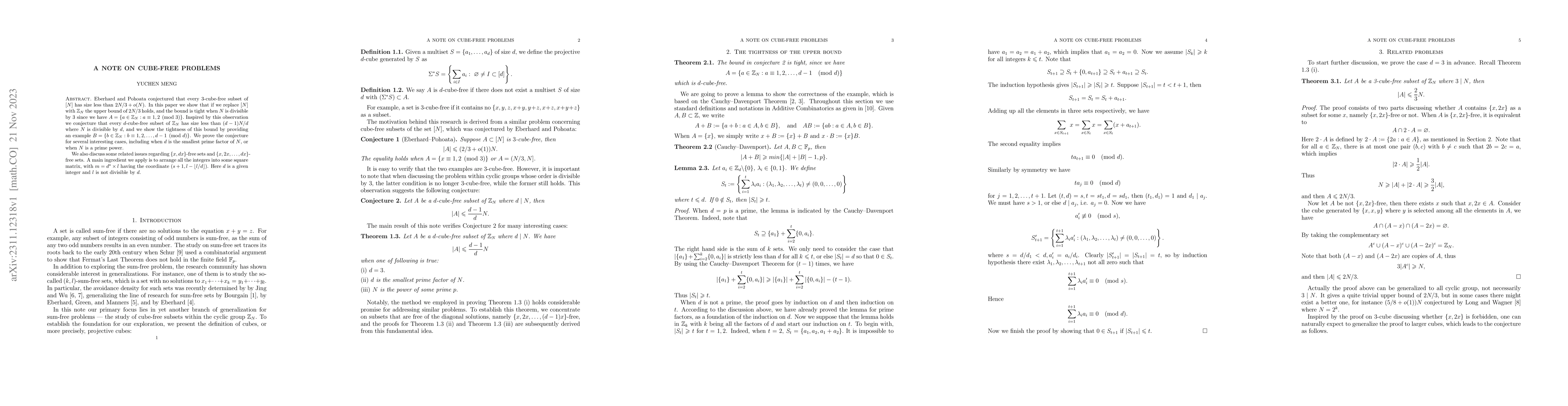 Thumbnail for A note on cube-free problems