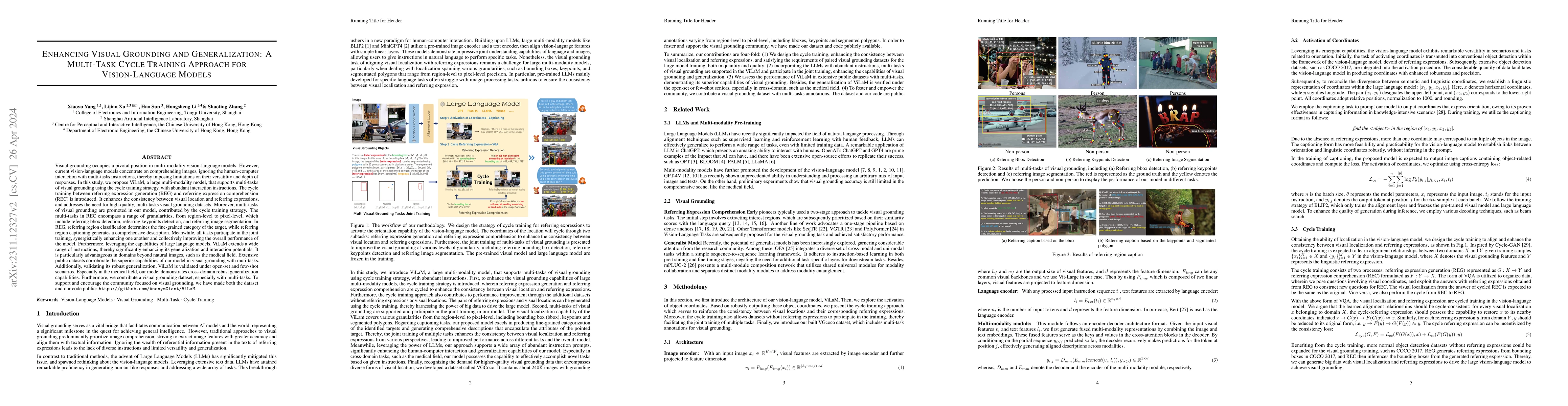 Thumbnail for Enhancing Visual Grounding and Generalization: A Multi-Task Cycle
  Training Approach for Vision-Language Models