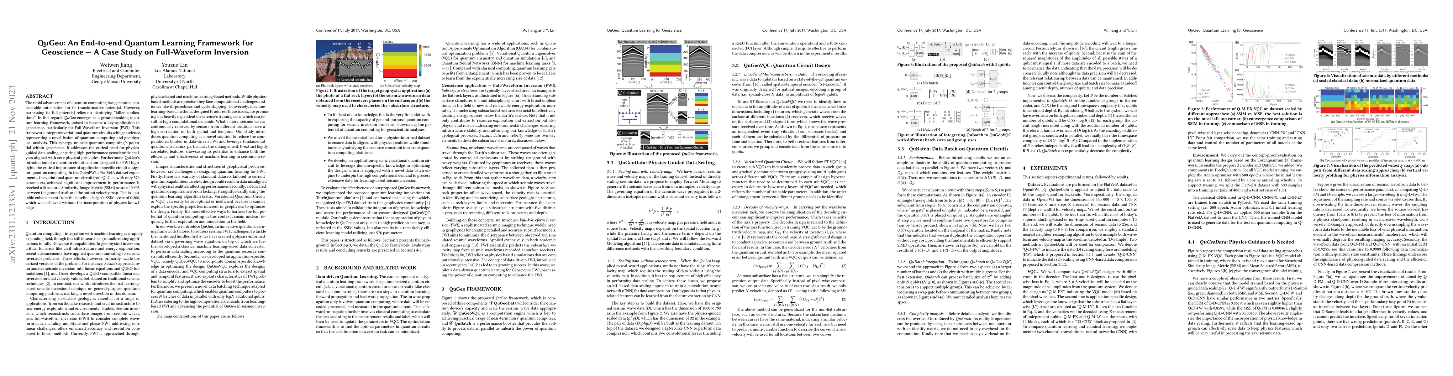 Thumbnail for QuGeo: An End-to-end Quantum Learning Framework for Geoscience -- A Case
  Study on Full-Waveform Inversion