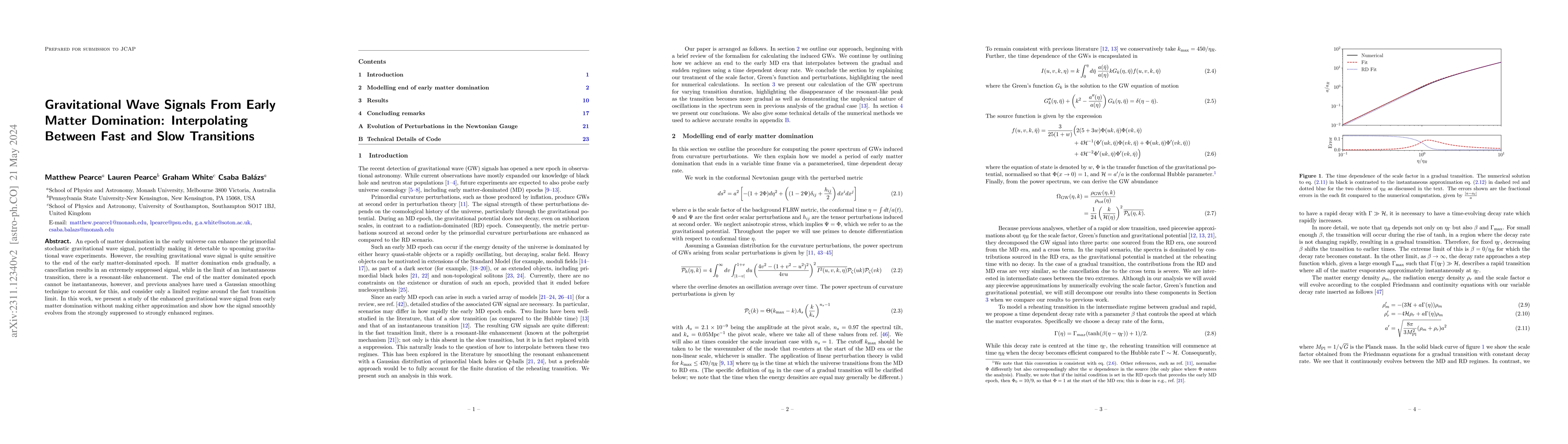 Thumbnail for Gravitational Wave Signals From Early Matter Domination: Interpolating
  Between Fast and Slow Transitions