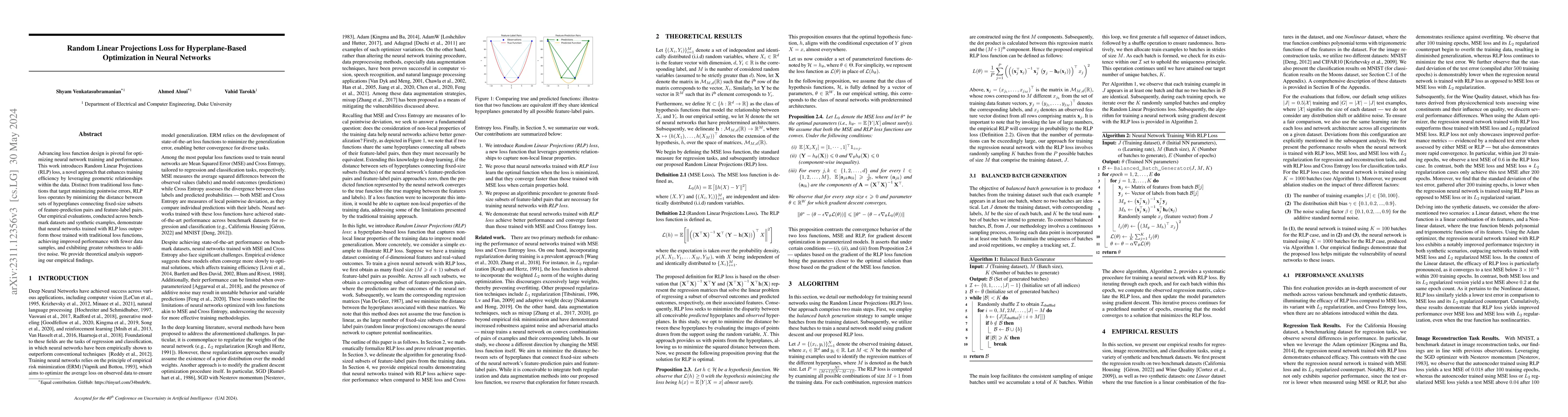 Thumbnail for Random Linear Projections Loss for Hyperplane-Based Optimization in
  Neural Networks