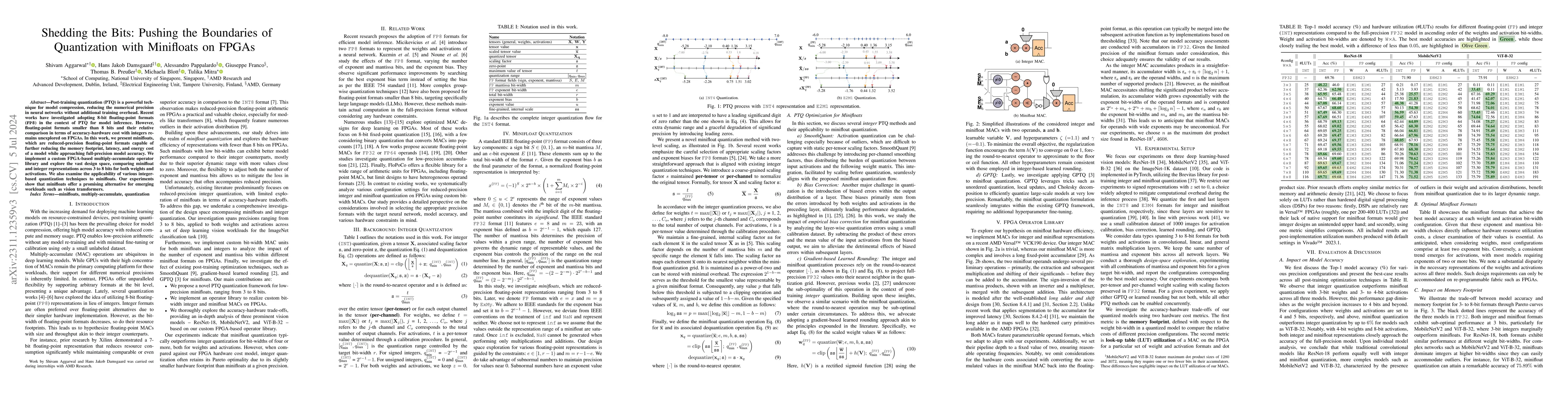 Thumbnail for Shedding the Bits: Pushing the Boundaries of Quantization with
  Minifloats on FPGAs