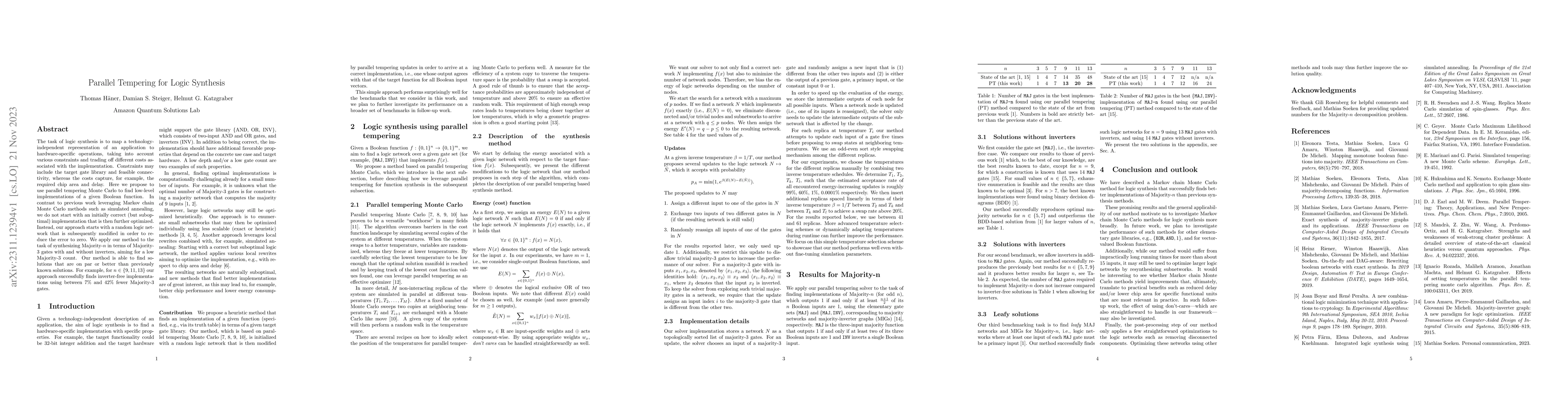 Thumbnail for Parallel Tempering for Logic Synthesis